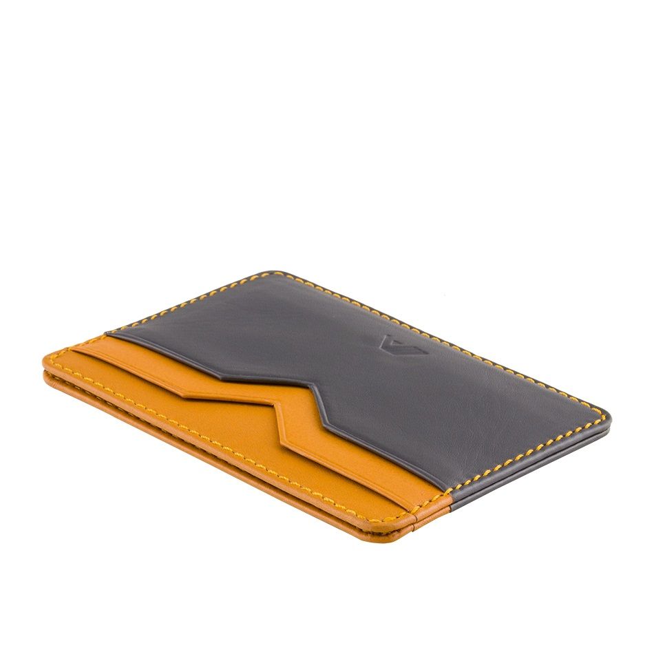 A-SLIM Minimalist Leather Wallet Yaiba - Grey/Yellow